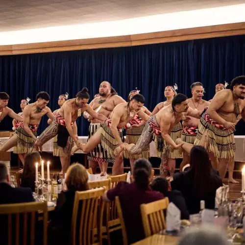 Representatives of Mākereti's tribe, Tūhourangi, performing songs and dances during the dinner at St Anne's College. 