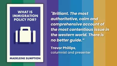 book cover featuring a graphic of a suitcase. Includes quote: "Brilliant. The most authoritative, calm and comprehensive account of the most contentious issue in the western world. There is no better guide than Sumption through the arguments to the realit