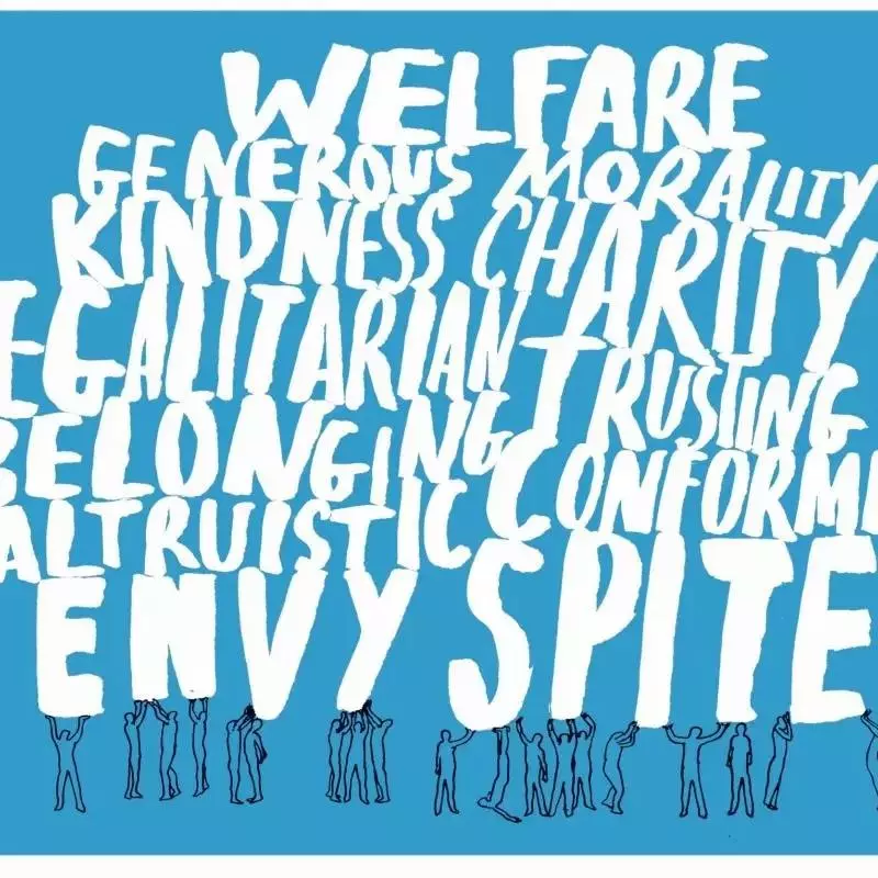 words like welfare, kindness, envy, spite
