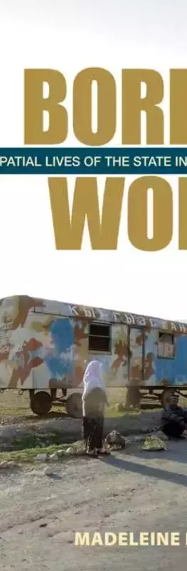 Book cover showing battered caravan at side of road in a mountainous region